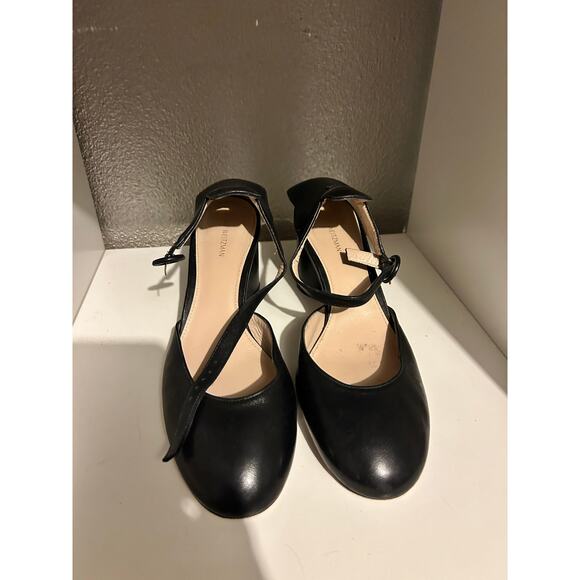 Stuart Weitzman Office Business Block Heel Closed Toe Exposed Side Rounded Heel - Picture 3 of 8